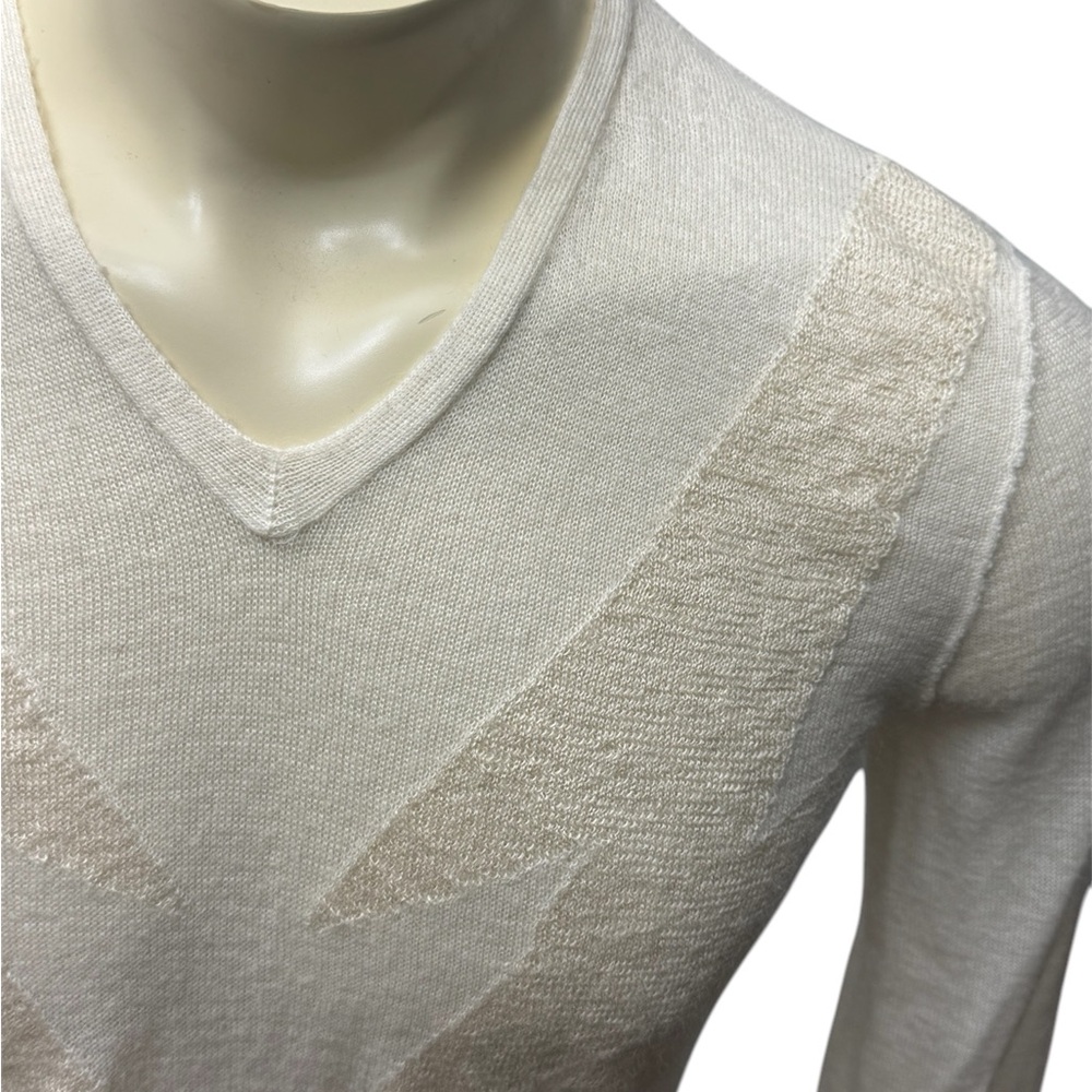 john varvatos collection Fine Knit Silk & Cotton V-Neck Sweater Size Small $398 - Picture 3 of 7